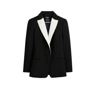 NWT JCrew Tuxedo Blazer Jacket Womens 6 Black White Italian Wool BV208 Coat NEW